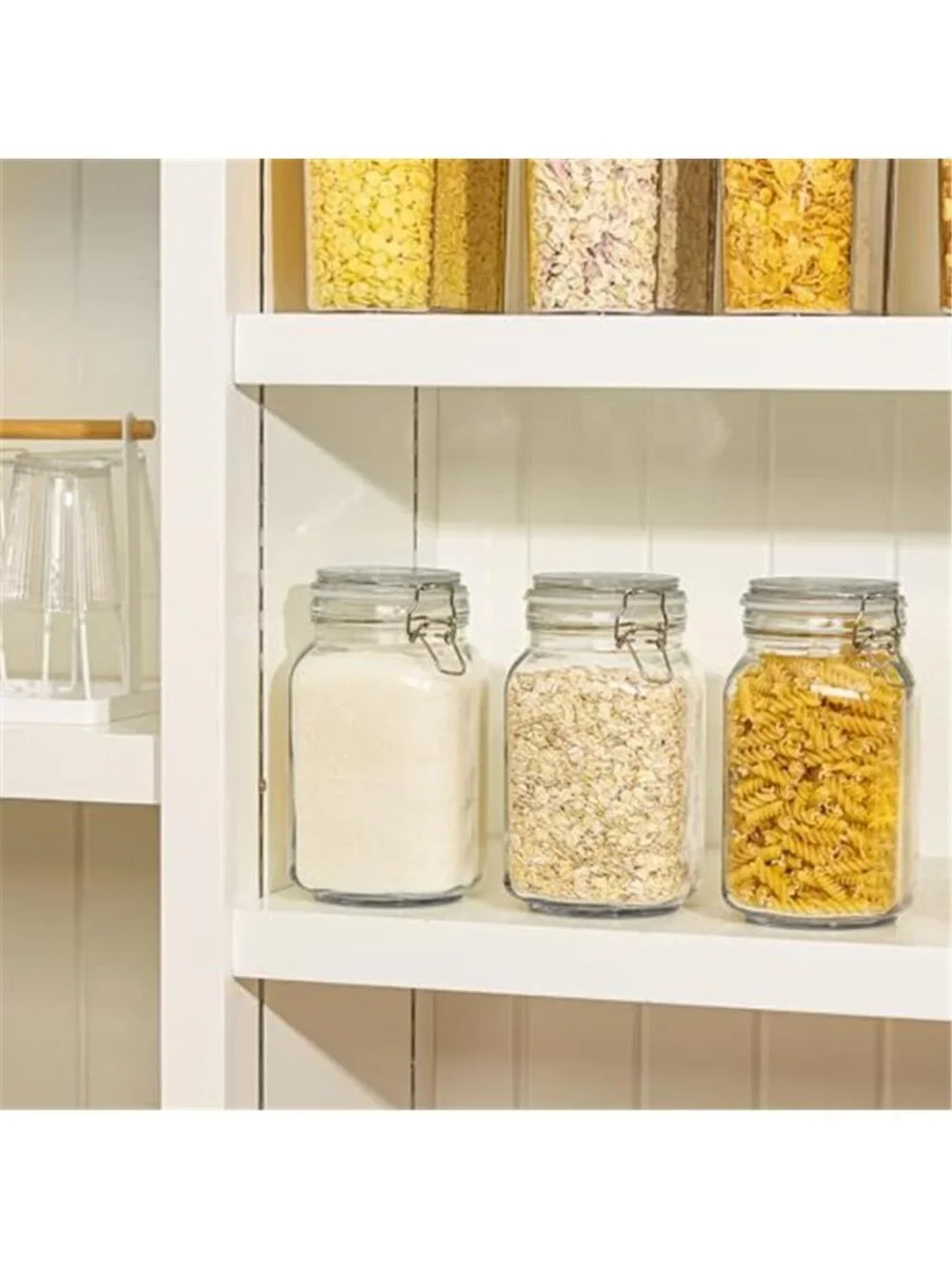 50oz Airtight Glass Jars with Lids, 3 PCS Food Storage Canister for Kitchen